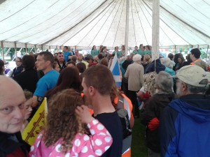 Crowds enjoying the Queen's Baton Celebration